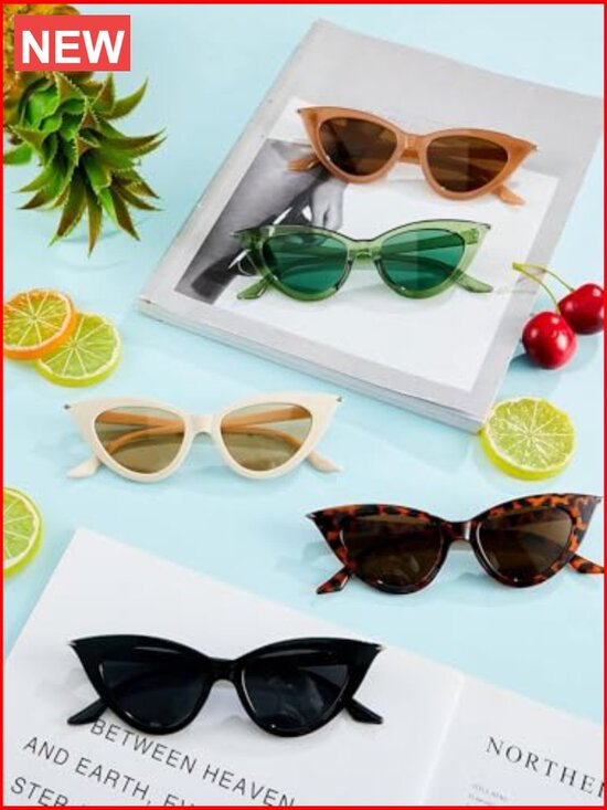 8 Pairs Retro Cat Eye Sunglasses for Women Party